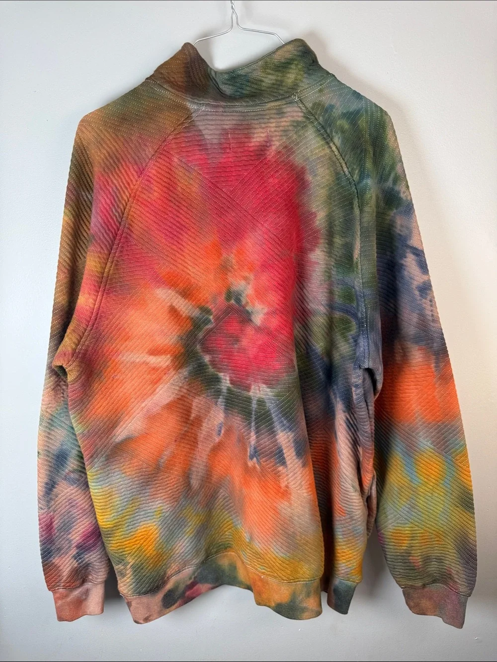 Tie-Dye Funnel Neck Pullover Sweater - Multicolor